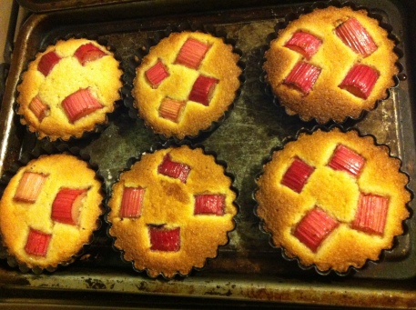 French and Grace rhubarb and cassis tartlets baked by moi
