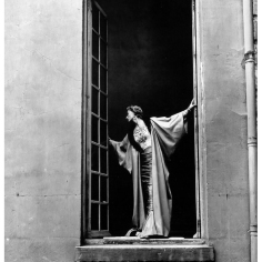 Lisa Fonssagrives in gown and evening wrap by Jacques Fath, Rue de Varennes, Paris, 1949, Photo Fernand Fonssagrives via PleasurePhoto.wordpress.com